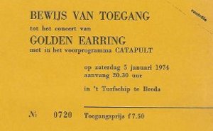 Golden Earring ticket#0720 January 05 1974 Breda - Turfschip
